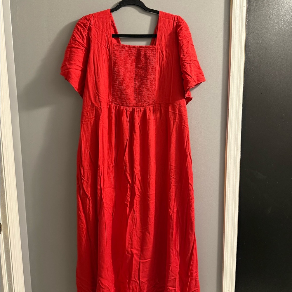 Old Navy Vibrant Red Midi Dress - Picture 2 of 4
